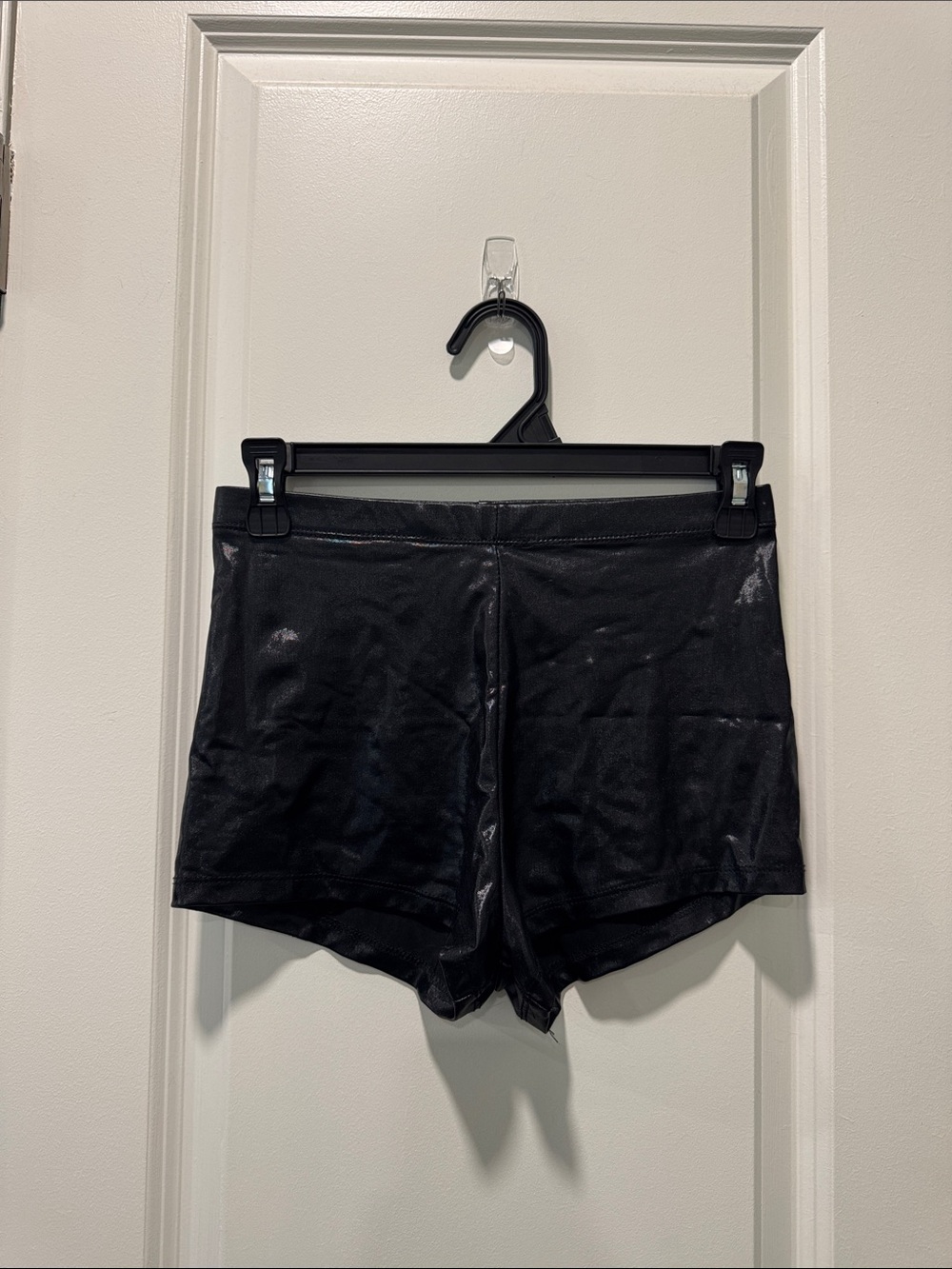black shiny rave shorts